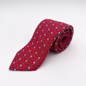 VINEYARD VINES 100% Silk Red Lacrosse Print Marthas Vineyard 3.75" x 59" Tie USA